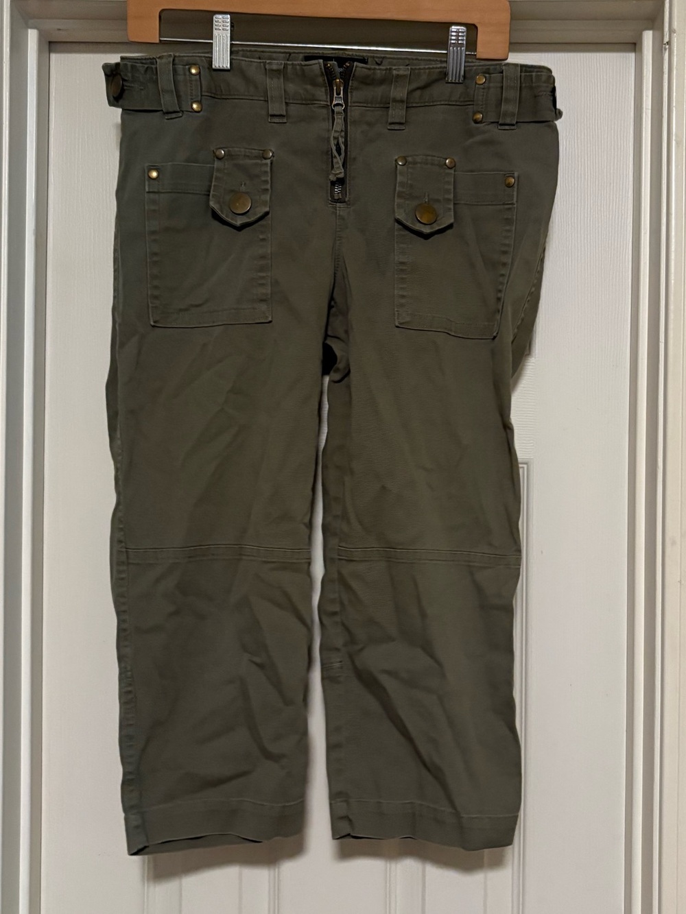 Y2K Grunge cropped olive green/khaki cargo pants